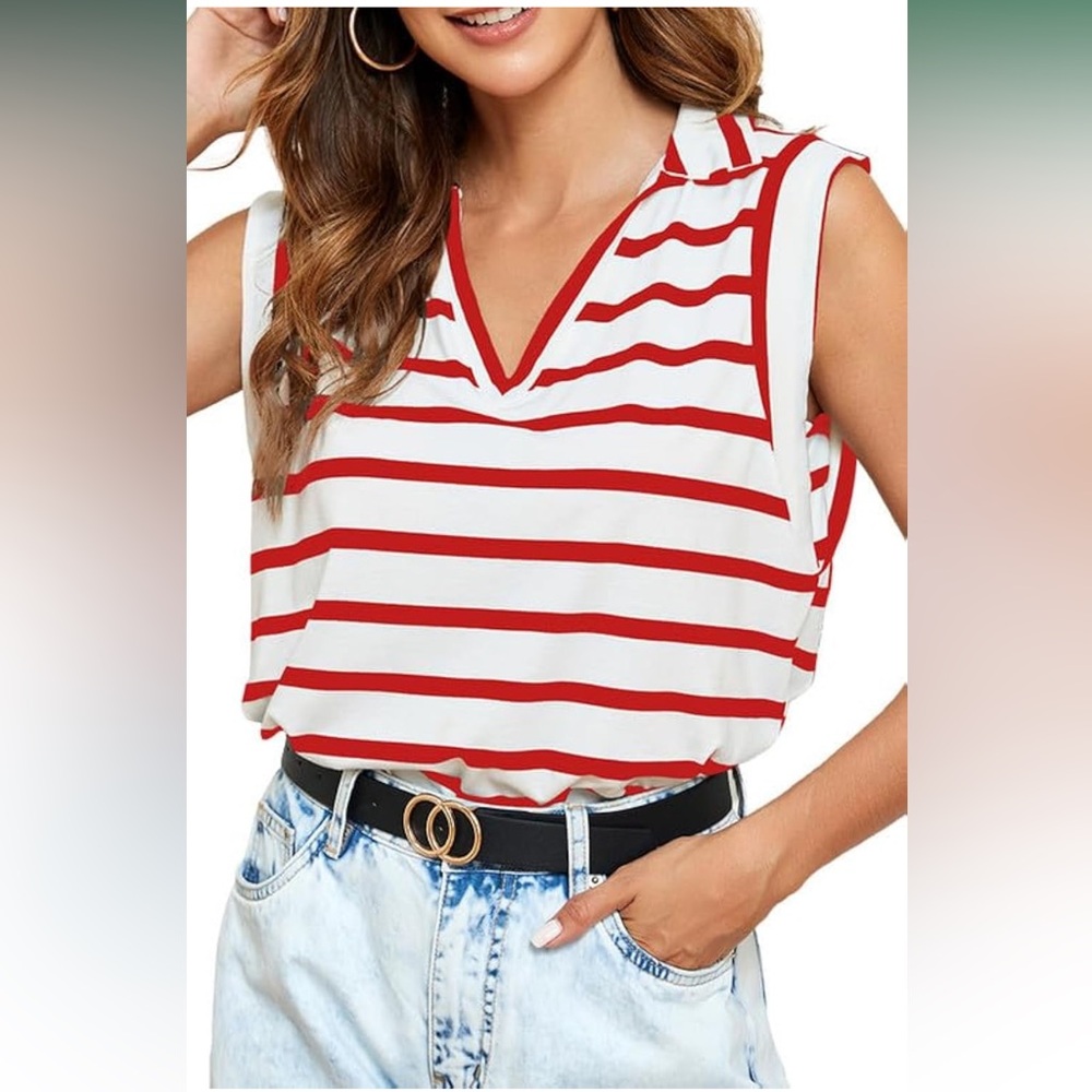 Amazon Red and White Striped Tank Top